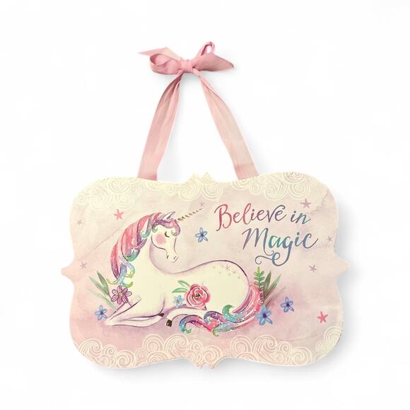 Believe in Magic, Unicorn Girls Bedroom Door Hanger OS - Picture 1 of 2
